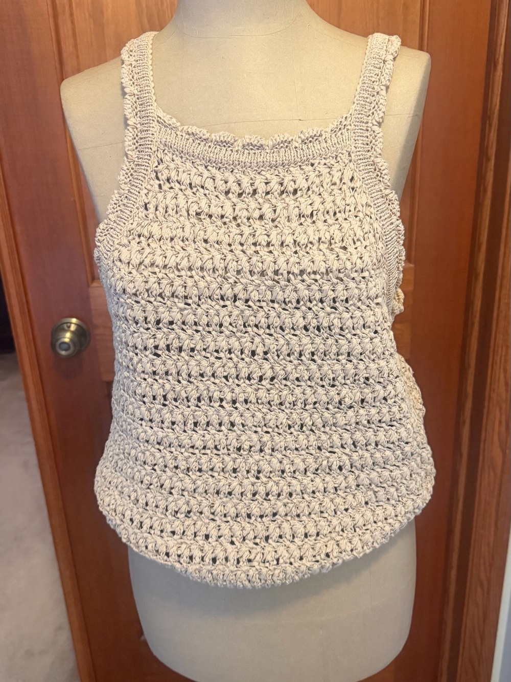 J. Crew Cream Crochet Tank Top with Wide Straps